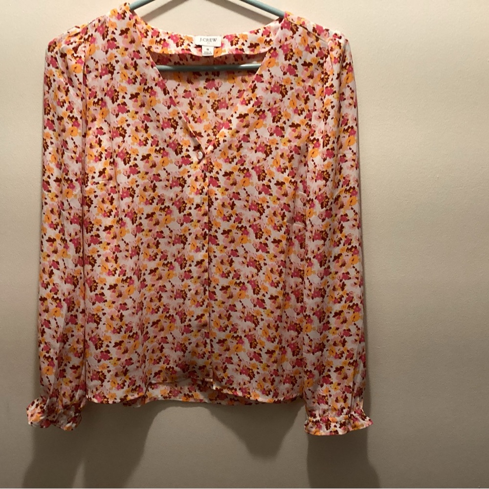 Floral V-Neck Blouse by J. Crew - Multicolor
